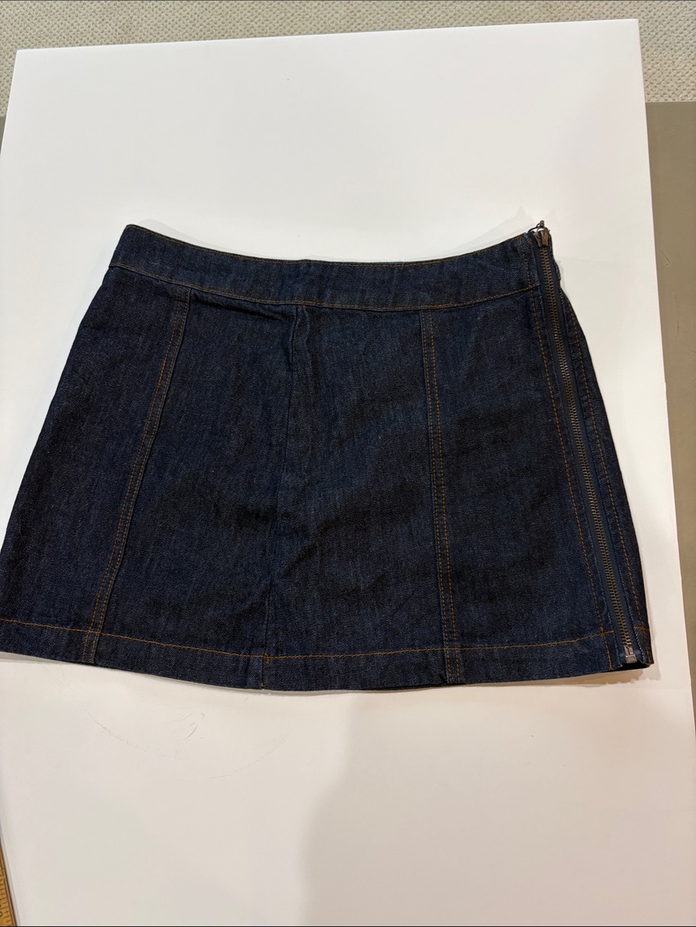 Altar'd State Dark Blue Denim Zip-Front Mini Skirt